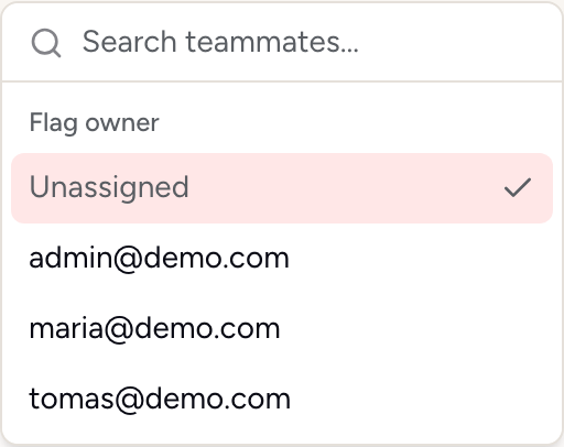 The owner picker listing teammates